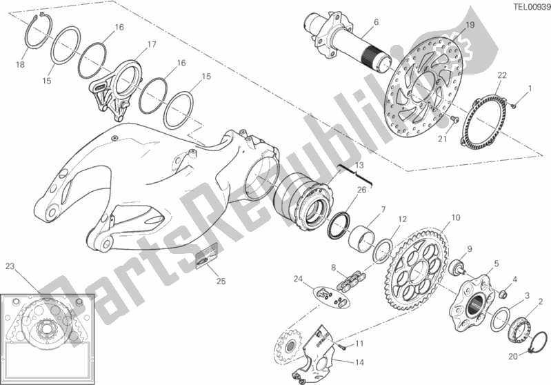 All parts for the Hub, Rear Wheel of the Ducati Multistrada 1200 S Pikes Peak 2017